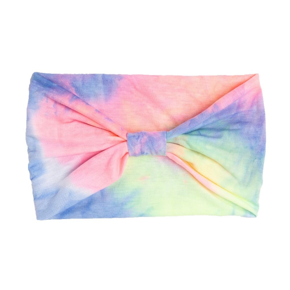 Colorful Tie Dye Headwrap Elastic Wide Headband Bowknot Turbans Cross Headband  Girls Ladies