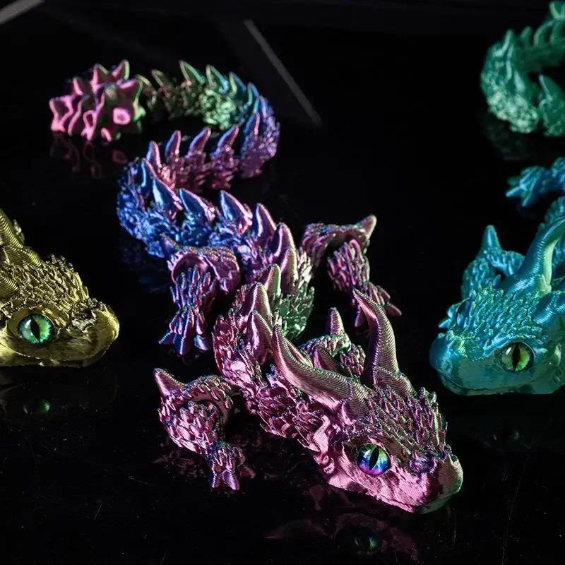 Anime Figure Joint Movable Dragon Articulated Perfect Radiant Printed Crystal Fidget Toys Dragon Micro Landscape Garden Decor