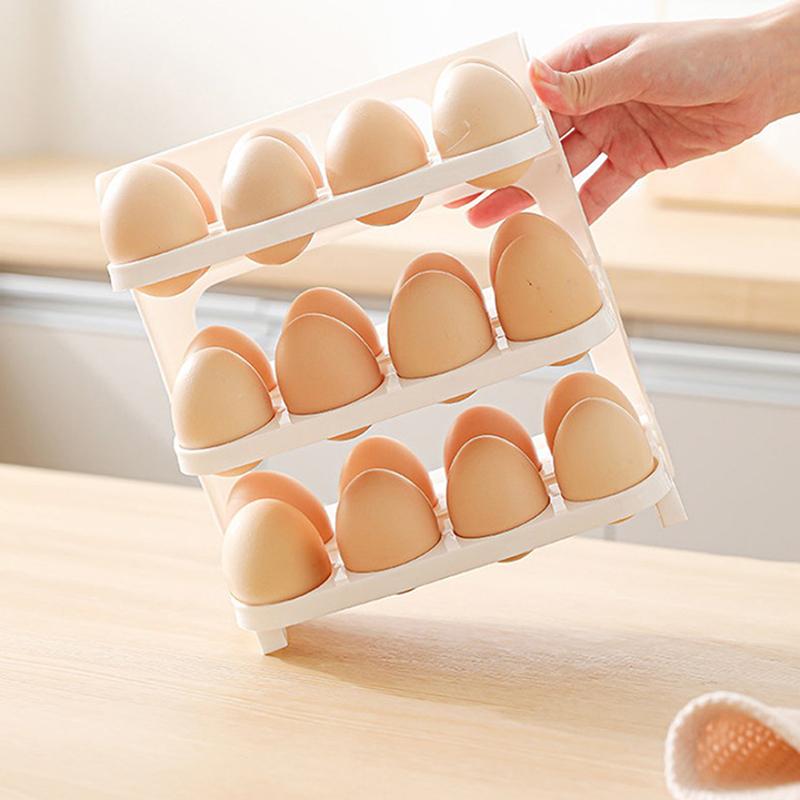 3 Layer Foldable Egg Storage Box Organizer For Refrigerator Refrigerator Side Door Kitchen Egg Organizer Holder Food Storage