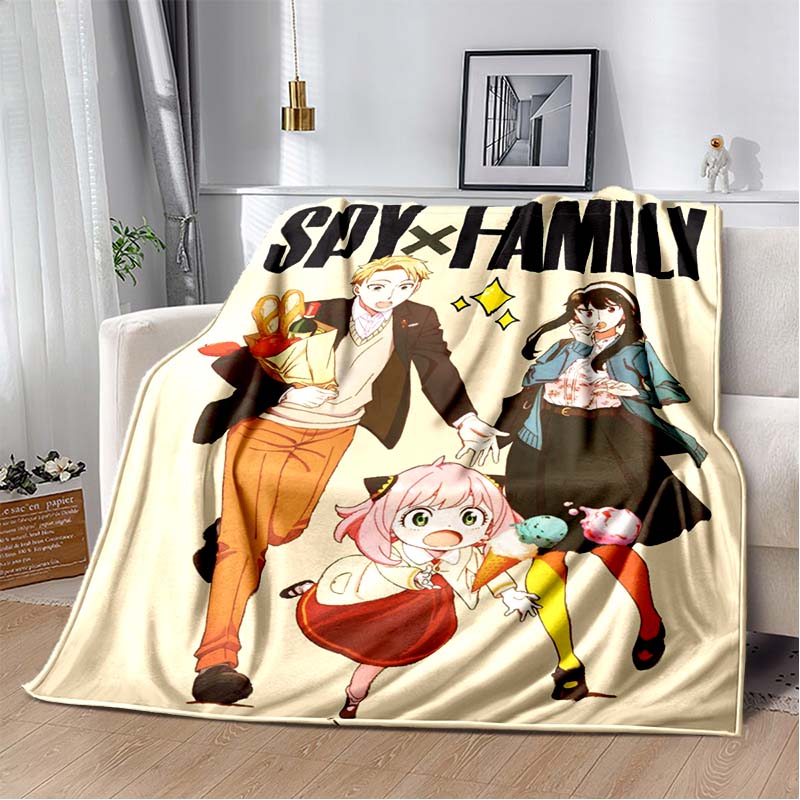 Spy x family cartoon and anime Print Flannel Blanket Ultra Soft Warm Throw For Bedroom Living Room Indoor Home Holiday Gift