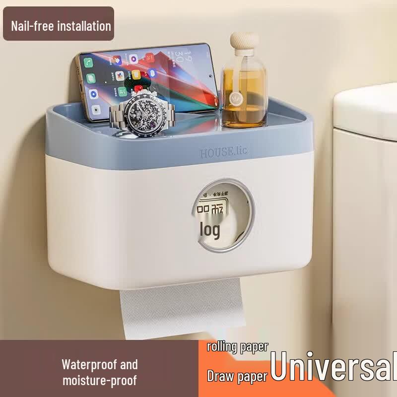 Wall-Mounted Waterproof Tissue Holder with Shelf