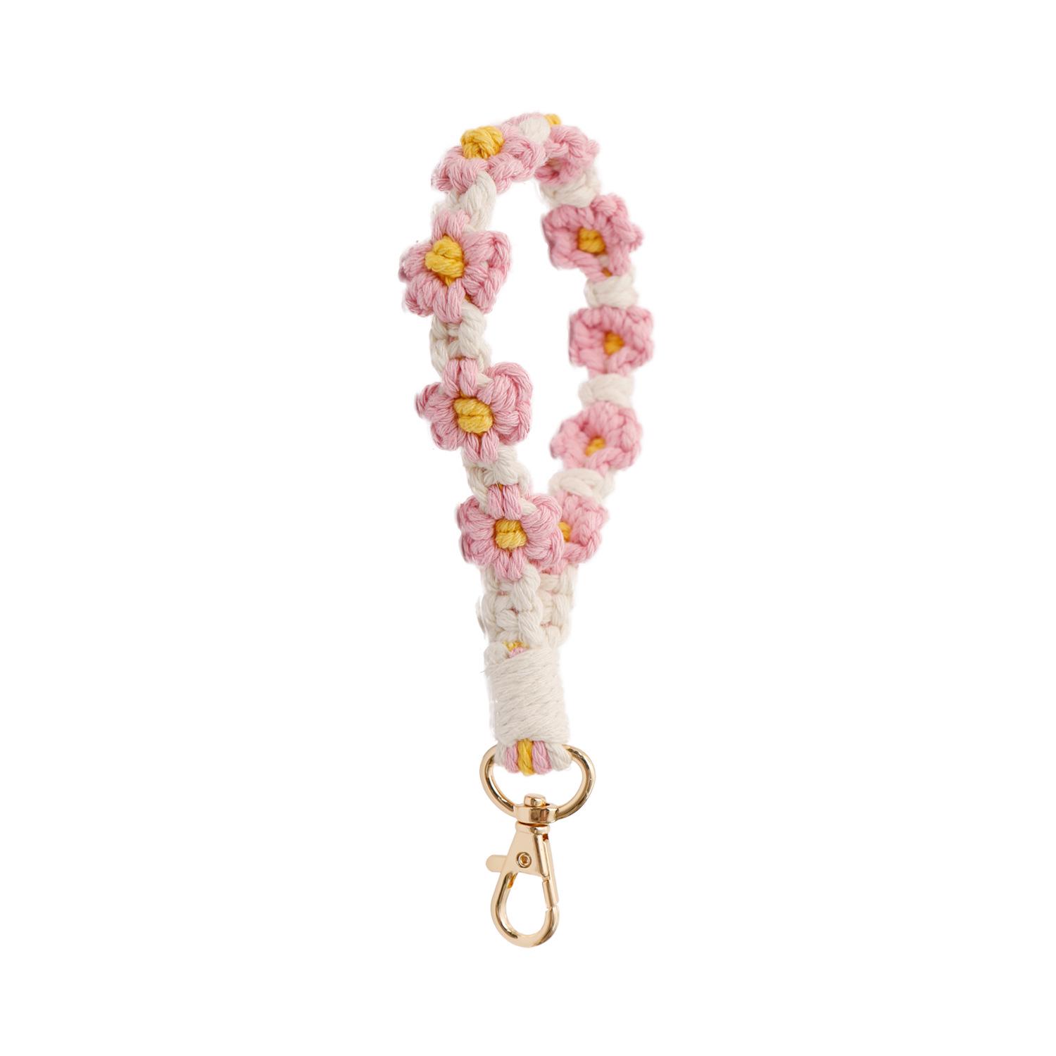 Bohemian Chrysanthemum Wristband & Daisy Keychain Set розовый