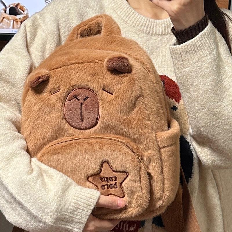 Versatile Capybara Plush Backpack: Cute, Casual, Wear-Resistant Cartoon Doll Design
