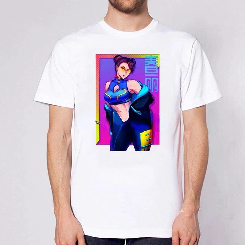 Street Fighter Chun Li Print T-Shirt Fashion Street Style Unisex Women Funny Tshirt Short Sleeve Summer Tops Harajuku Streetwear