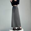 Women's Grey High-Waisted Drawstring Sports Skirt: 2025 Autumn/Winter Casual Loose Straight-Leg Half-Length.