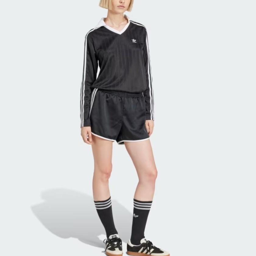 Adidas Originals Loose Striped Versatile Sports Shorts Women Shorts Black JD3119