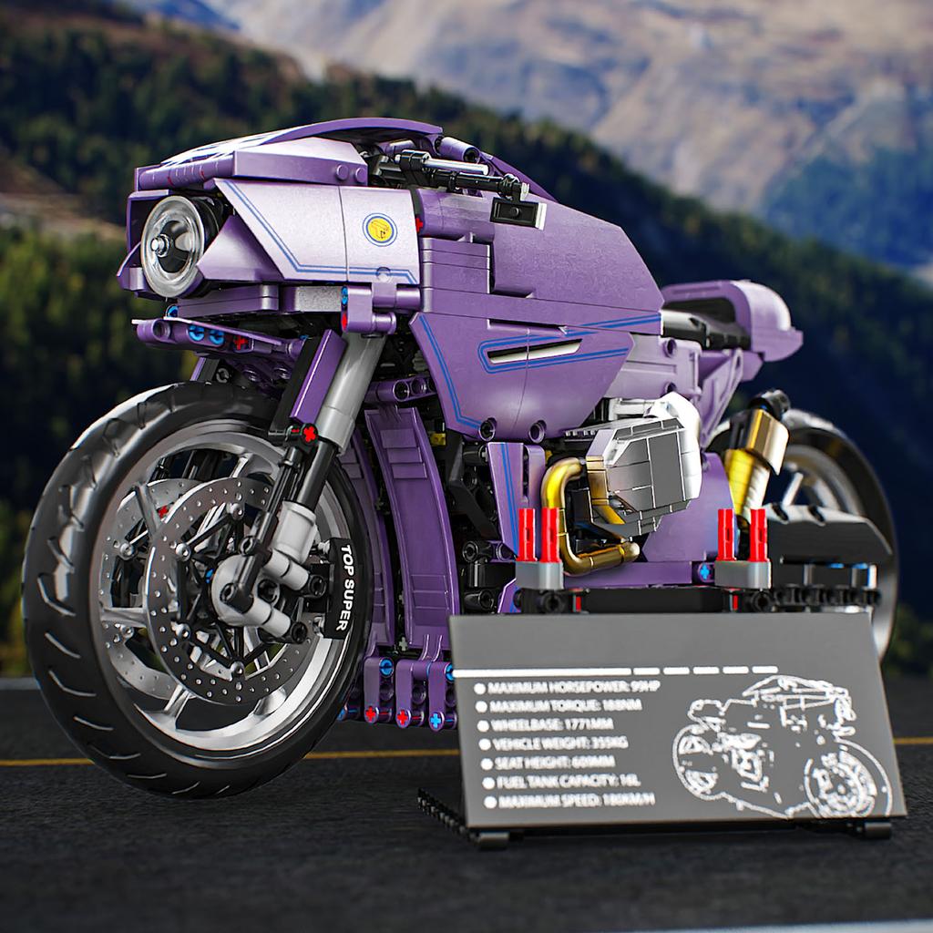 1:5 Scale Model Latte Motorcycle Supercar Building Block City Technique Racing Speed Champions Sport Car Toy Children's Birthday Gift No.T4055