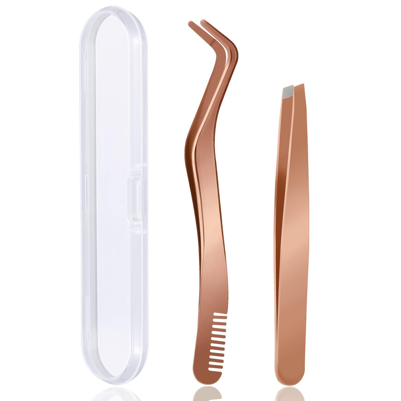 2Pcs DIY Eyelash Applicator Tool, Curved Eyelash Tweezers for False Lashes, Lash Applicator for Easy Lashes Application and Remo