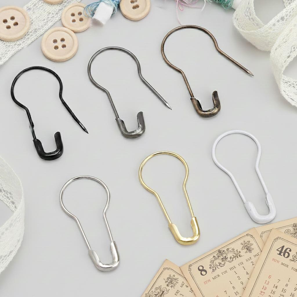 100Pcs/lot Metal Gourd Shape Safety Pins Paper Clip Fastener Craft DIY Sewing Tools Needles Large Safety Pin Brooch Accessories