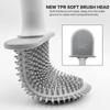 Black Silicone Toilet Brush 360 Flexible Head Wall Mounted Quick Dry Holder Long Handle Deep Cleaning Small Bathrooms Anti Bacte