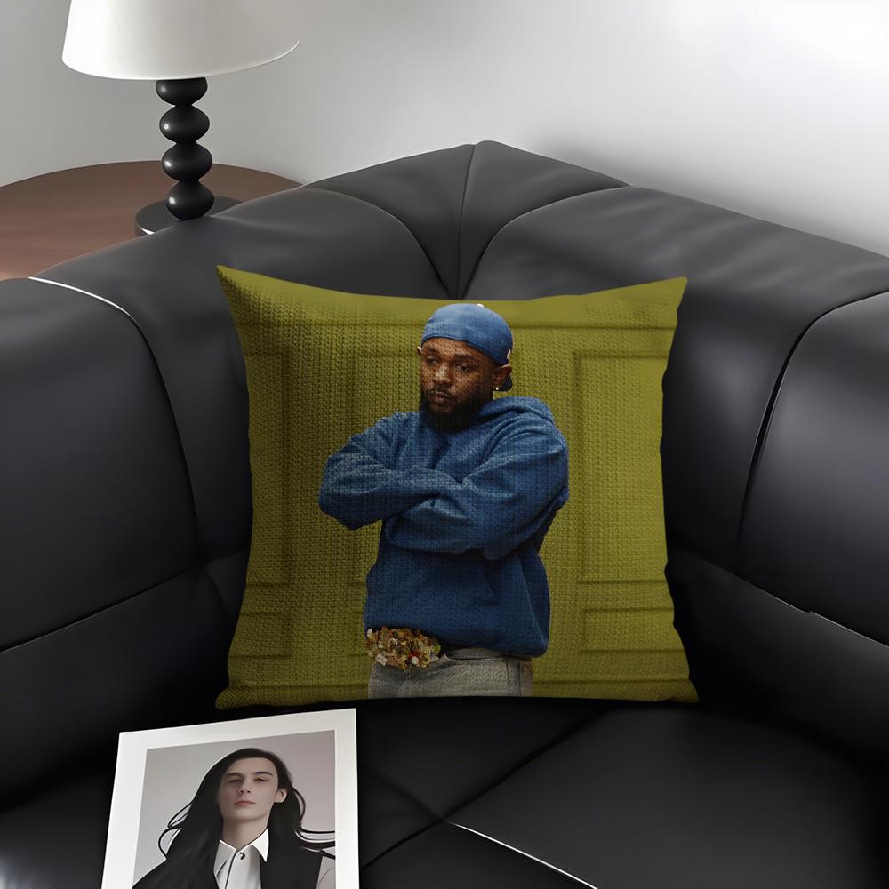 KKendrick LamarR Rapper Cushion Cover Natural Linen Organic Fabric DoubleSided Printing Sofa Home Decor Gift Pillow Case