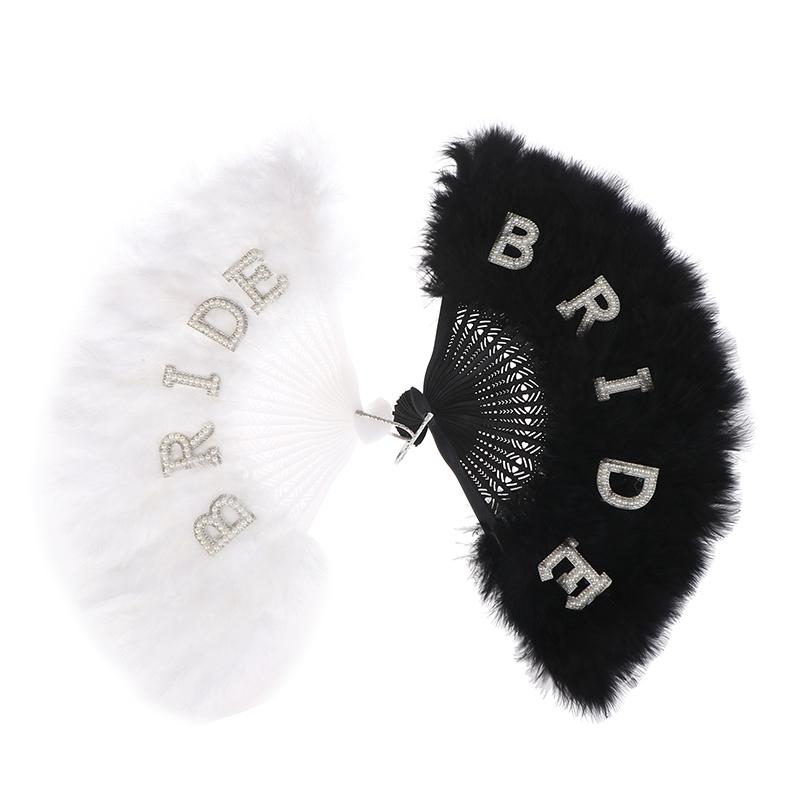 Hand Fan Photography Prop Feather Retro Style Folding Fan For Wedding Party Bride Hand Held Fan Decoration For Dance And Show