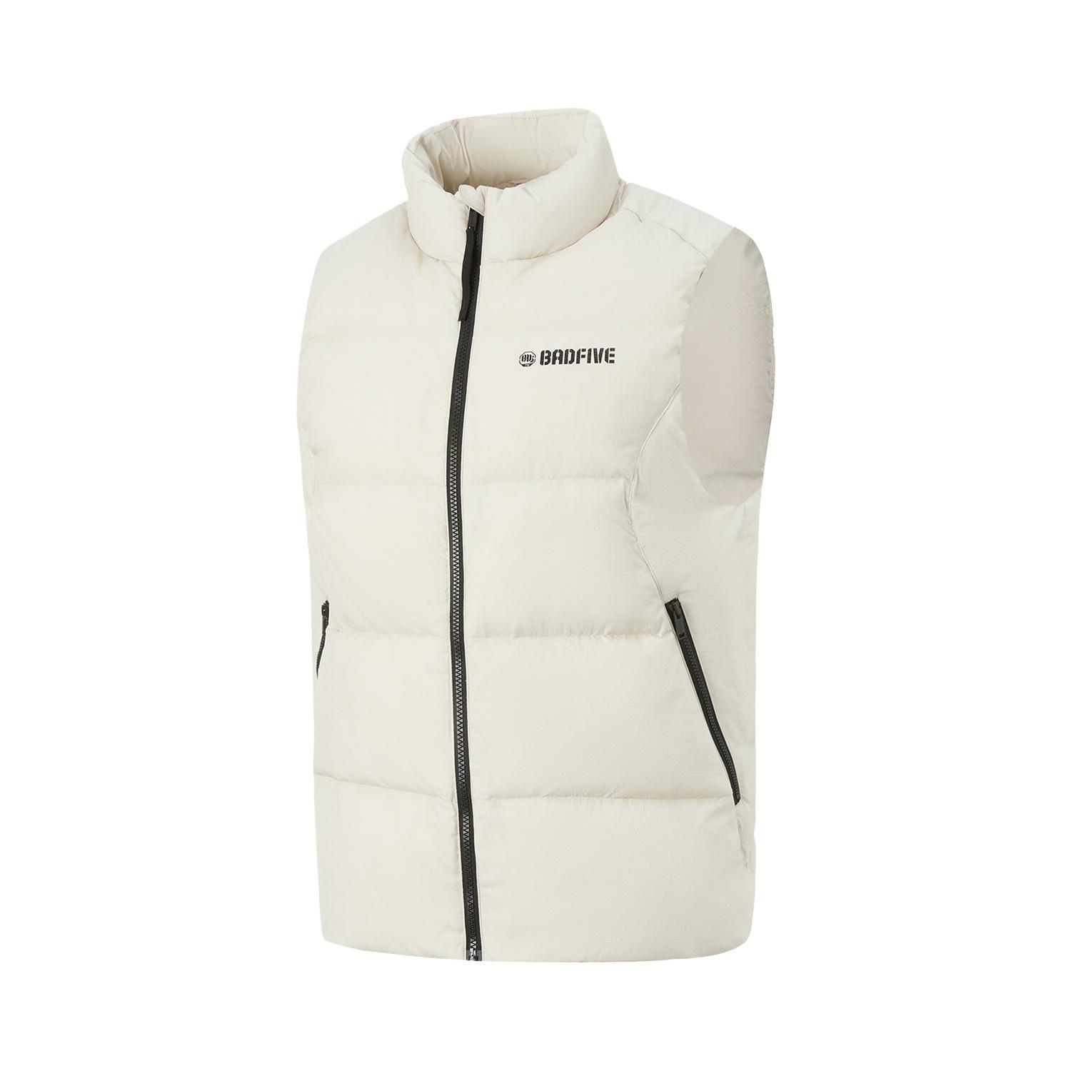 Li Ning BADFIVE Down Vests Men s Gravel White Gray Stand Collar Thickened AMRV151-2 XXL