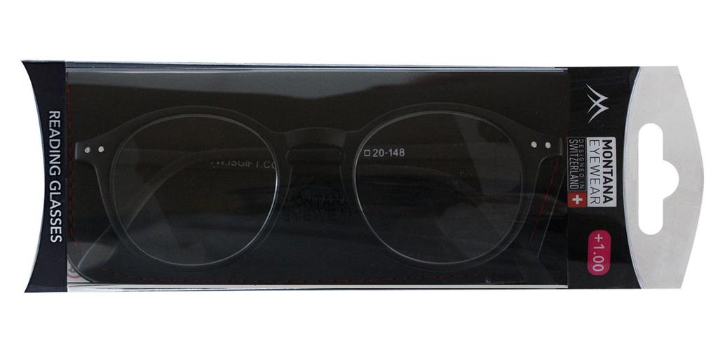 Round Frame Reading Glasses MONTANA Black Matt Shape Design MR65
