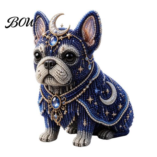Handmade Beaded Animal Set Mythical French Bulldog DIY Bead Kit, 3D Art Crafts Kit Beading Decoration, Gift for Craft Lovers Beginner D