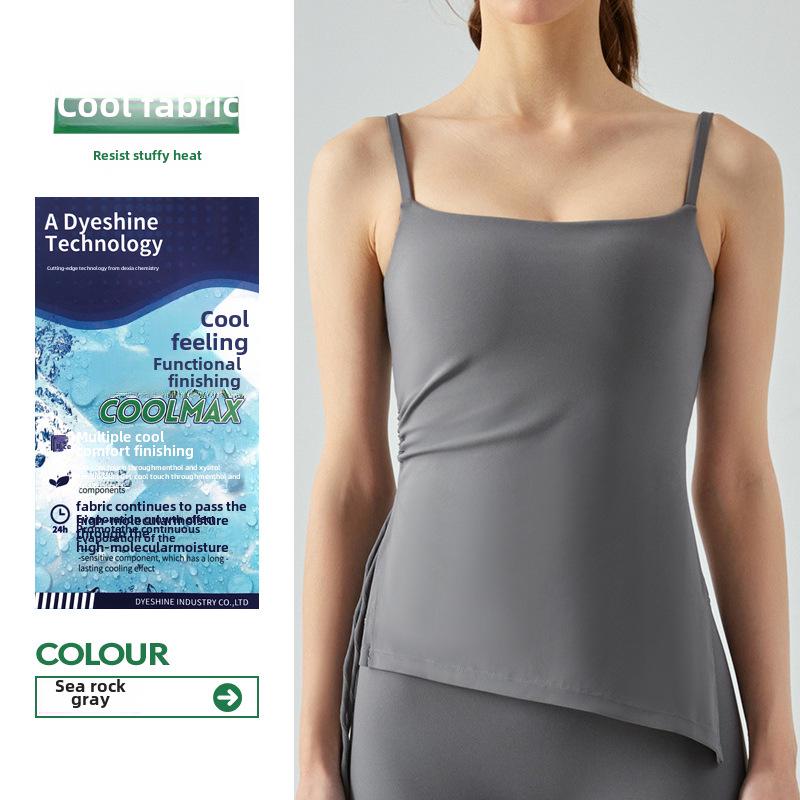 

Жіночий приталений топ для йоги з плісуванням, вбудованим бюстгальтером та регульованими бретелями Large