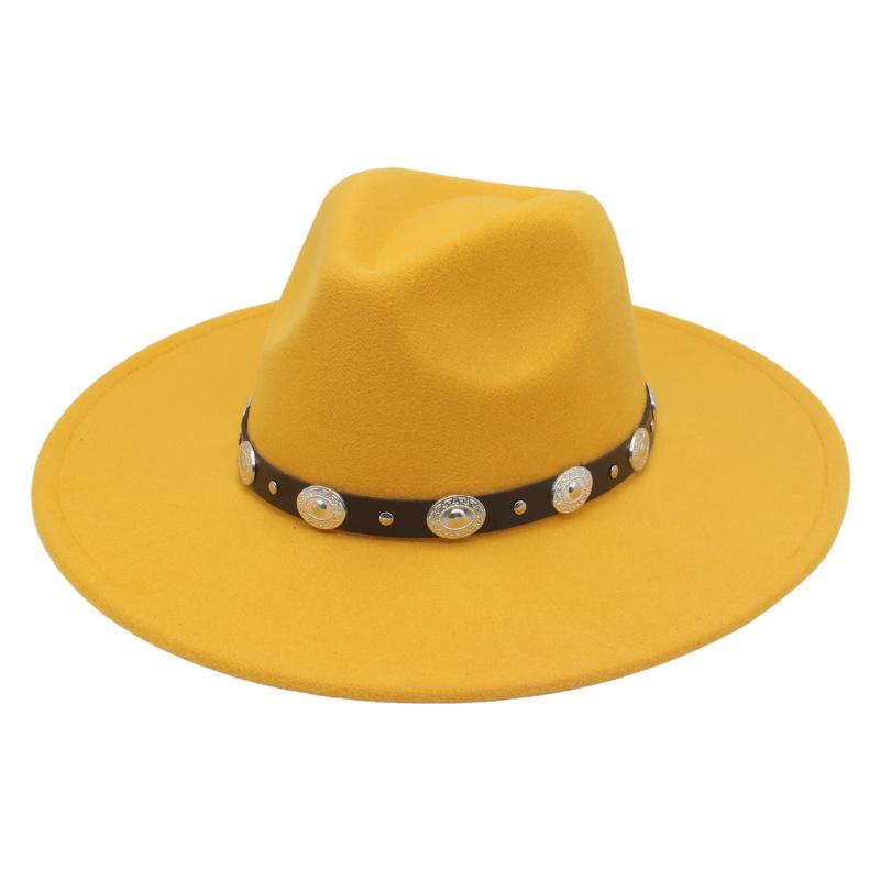 Plus Edge Felt Top Hat Jazz Hat Gentleman Ladies Wind Metal Sheet Hat