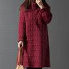 Lady Dress Solid Color Stand Collar Casual Loose Knee Length Winter Dress for