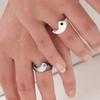 Fashion 2pcs Friendship Rings Yin Yang Matching Gothic Cool Stacking Rings