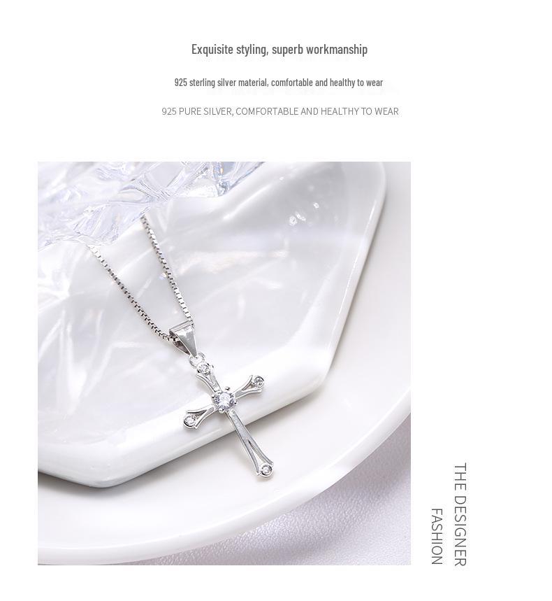 Wanying S925 Sterling Silver Cross Pendant for Women - European & American Fashion Celebrity Inspired Jewelry
