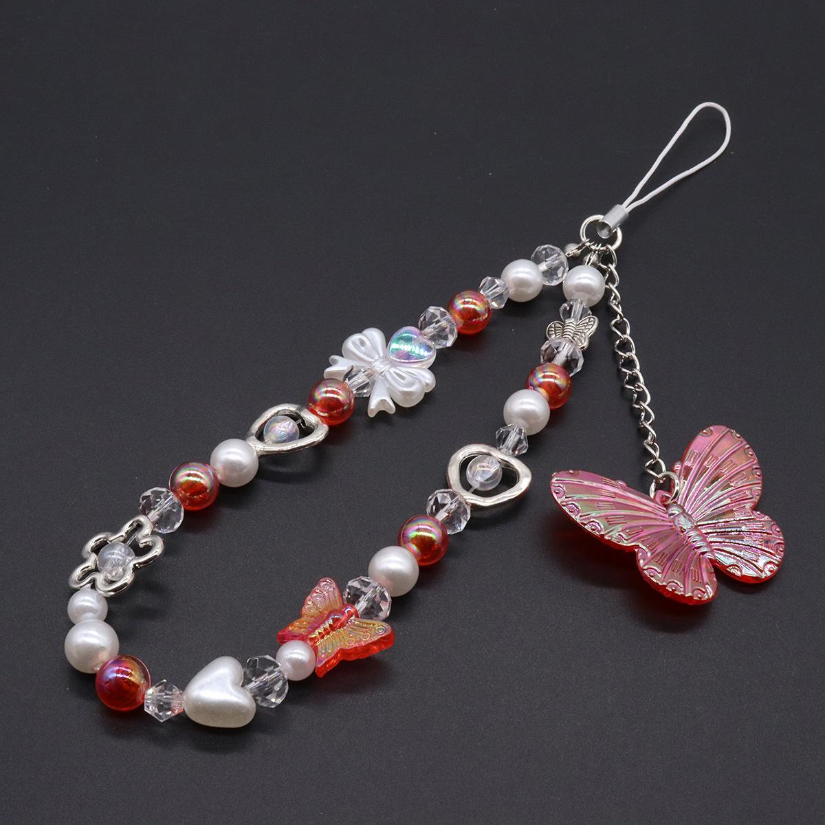 

1PC Dopamine Butterfly Phone Lanyard, Sweet Short Wrist Strap for Women, Portable Cell Phone Strap, Charming Gift for Her PU