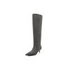 2025 autumn new matte leather high boots British style fashion versatile pointed heel but knee fashion boots