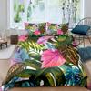 Dark Green Boho Duvet Cover Tropical Botanical Bedding Set Abstract Mid Century Palm Leaf Comforter Covers Plant Home Room Decor