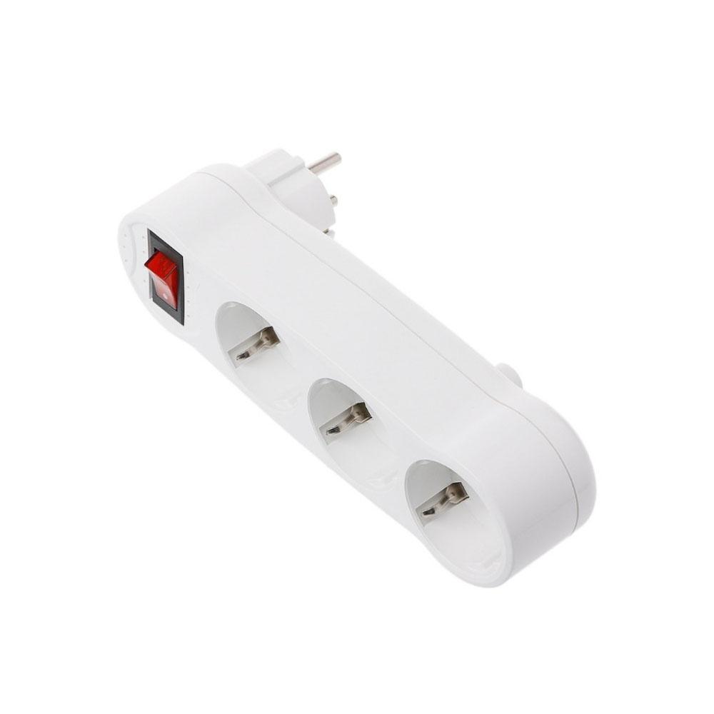 AC 110~250V 16A European Type Conversion Plug 1 To 3 Way EU Standard Power Adapter Socket EU Conversion Socket Plug With Switch
