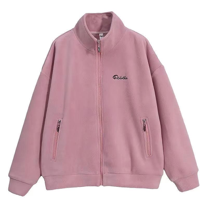 Zipper Loose Coat Women Autumn Winter Jacket Double Velvet Coats Korean Cashmere Warm Outwear Sport Shirt Top