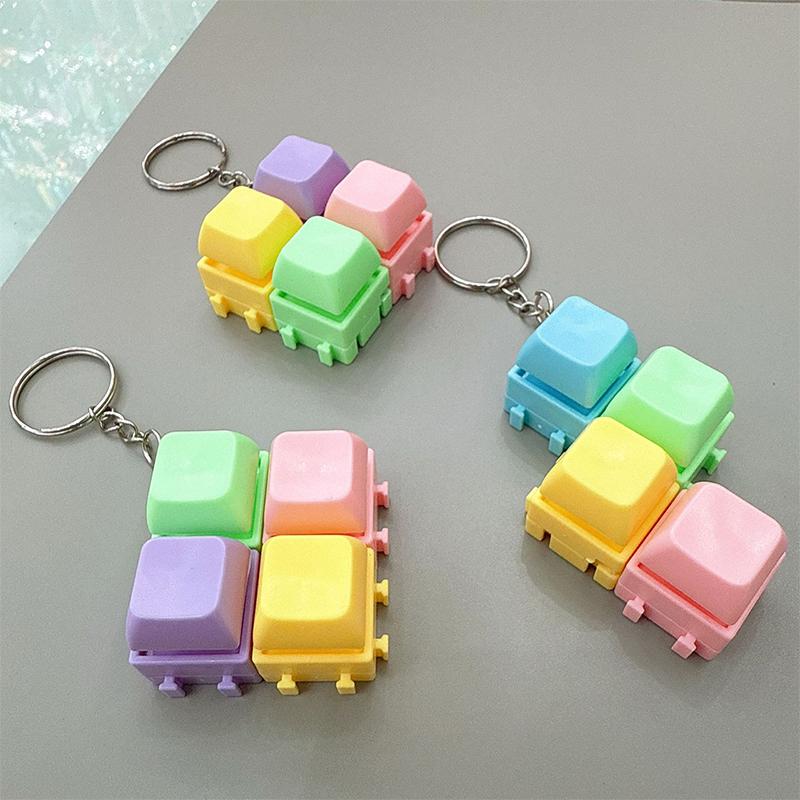Fingertip Pressing Key Keychain Stress-Relieving Finger Keyboard Keychain Fidget Decompression Stress Relief Keyboard Clicker
