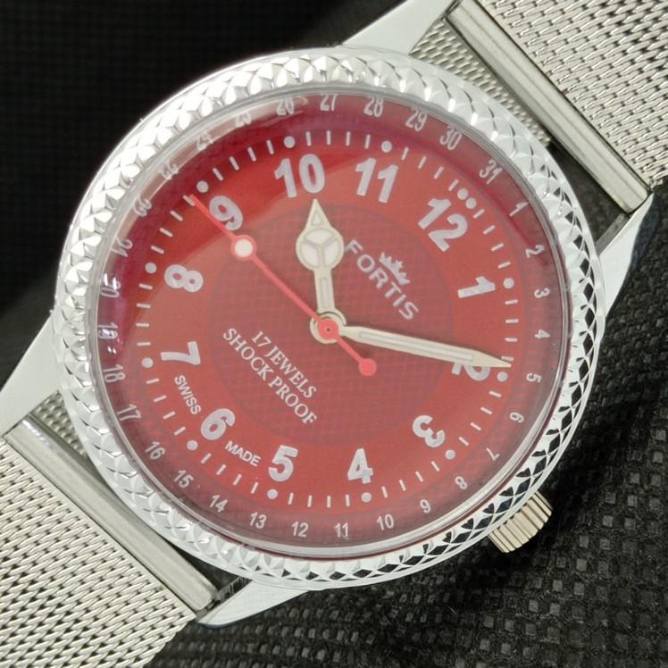 

ВОССТАНОВЛЕННЫЕ ШВЕЙЦАРСКИЕ МУЖСКИЕ НАРУЧНЫЕ ЧАСЫ FORTIS WINDING С КРАСНЫМ ЦИФЕРБЛАТОМ 622c-a416894-2 lot622c-a416894