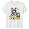 Fluffy Siberian Husky Dog Wearing Unisexs TShirt Easter Puppy Dog Easter