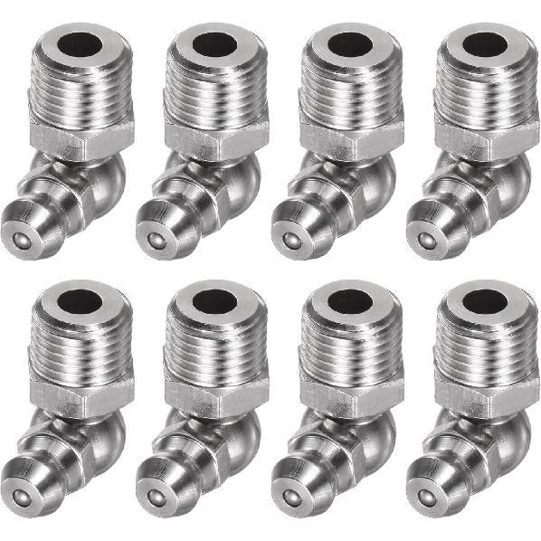 HARFINGTON 8pcs 201 Stainless Steel 90 Degree Grease Fitting M6x1mm Metric Thread Hydraulic Grease Nipple Accessories for Car