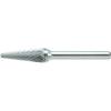 TRUSCO TB7C080 Carbide Tapered Round X 22mm Blade Length X 6mm Double Cut Burr, Tip, 8 Shaft,