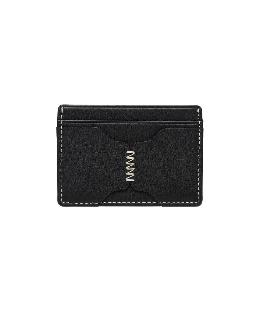 Lemasque Lons Stitch Cowhide Card Holder Black