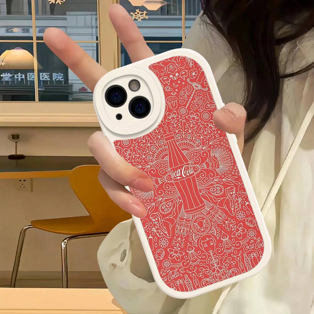 Hot C-Coca Drinks C-Cola Phone Case For Iphone 16 15 14 13 12 11 Pro Max Plus Leather Soft Back Cover