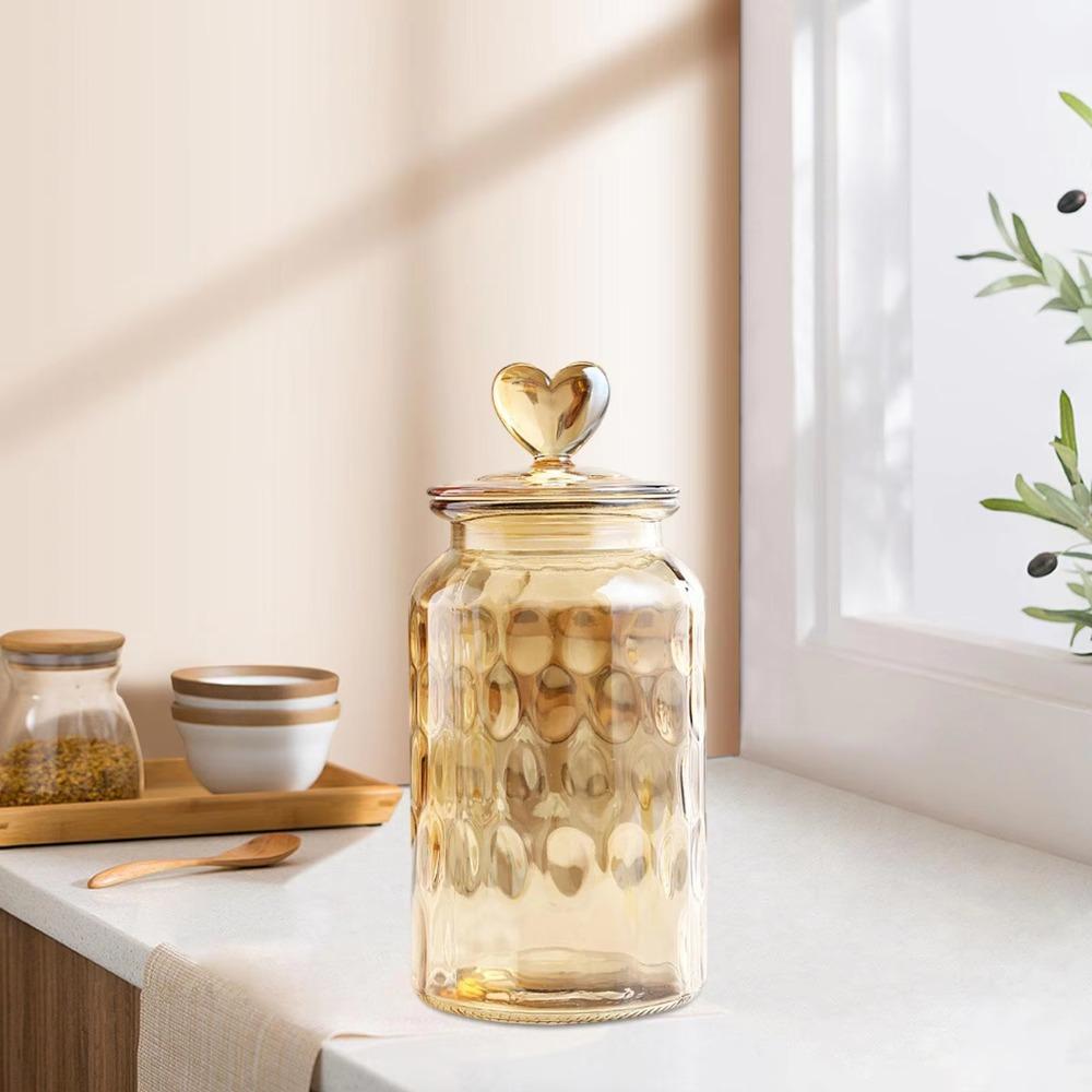 Modern Transparent Glass Sealed Jar with Shape Lid Exquisite Pickle Jug Large Capacity Grain Storage Bottle Kitchen