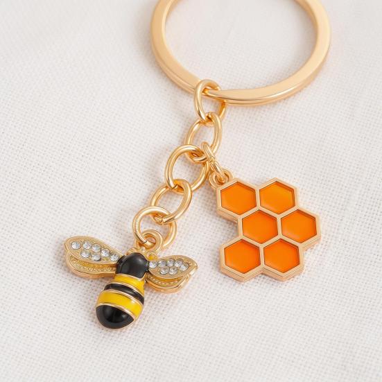 Keychain Pendant Decorative Bee Shape Keychain with Rhinestones Dripping Oil Compact Lightweight Versatile Backpack Accessory