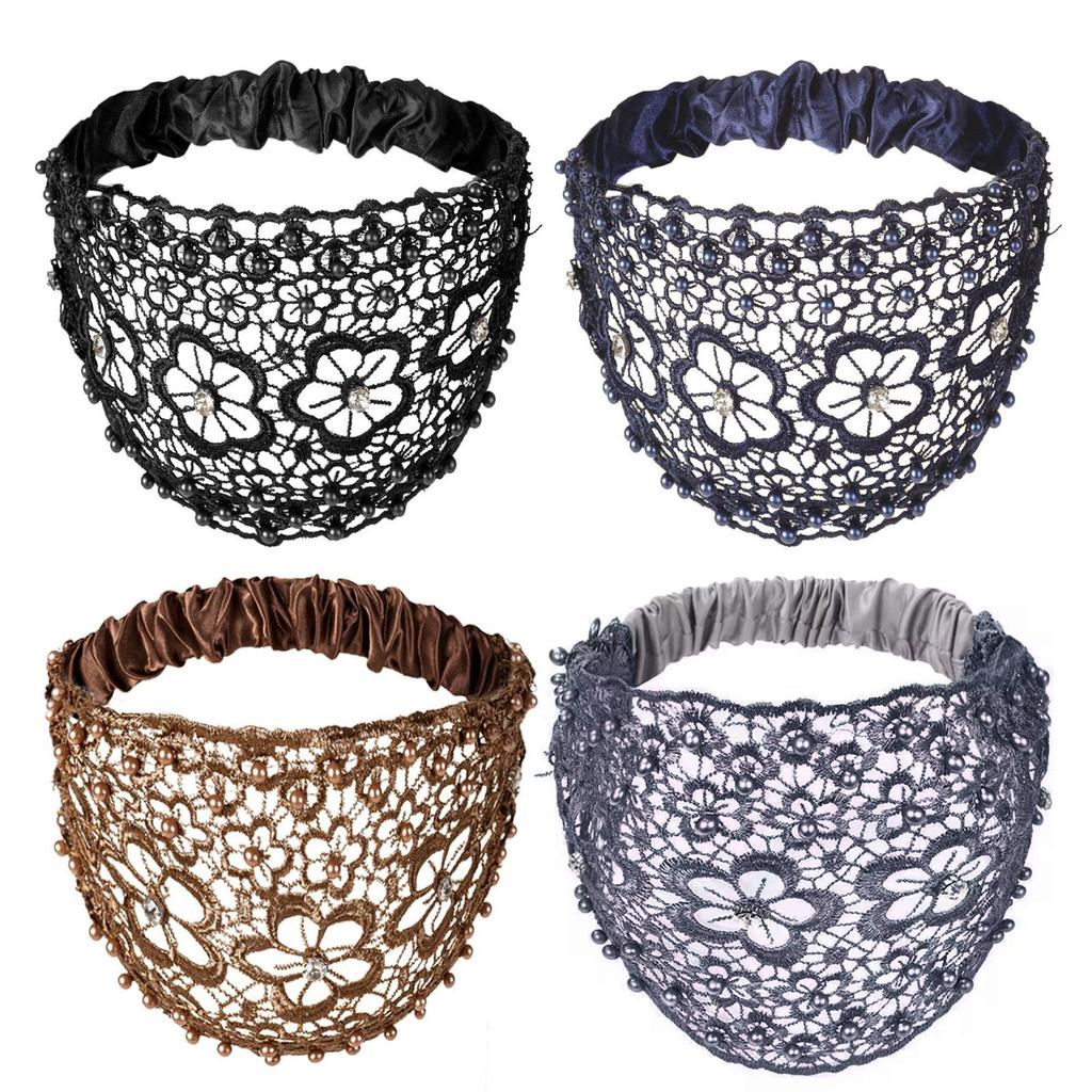 Hollowed Beaded Hairband for Women French Half Hat Hairhoop Elegant Evening Dress Headband Formal Party Head Accessories