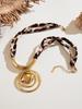 Qiong Yao Design Sense Photochromic Geometric Pendant, Long Leopard Print Necklace, Simple 18K Gold Plated Clavicle Chain.