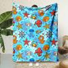 Underwater Adventure Flannel Blanket  Reversible Crab  Octopus Print AllSeason Softness for Home Office  Gift Giving