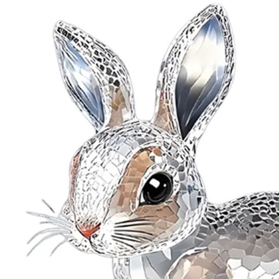 Clear Faux Crystal Bunny Figurine 2D Flat Acrylic Rabbit Table Sign for