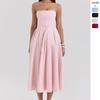 Sexy Women's Clothing Summer Wear High-end Fishbone Tube Top Dress Pure Desire Style Spice Girl Slim-fit Backless Medium Dress