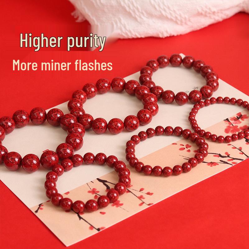 Lingxi Cinnabar Crystal Sand Bracelet with Raw Stone 