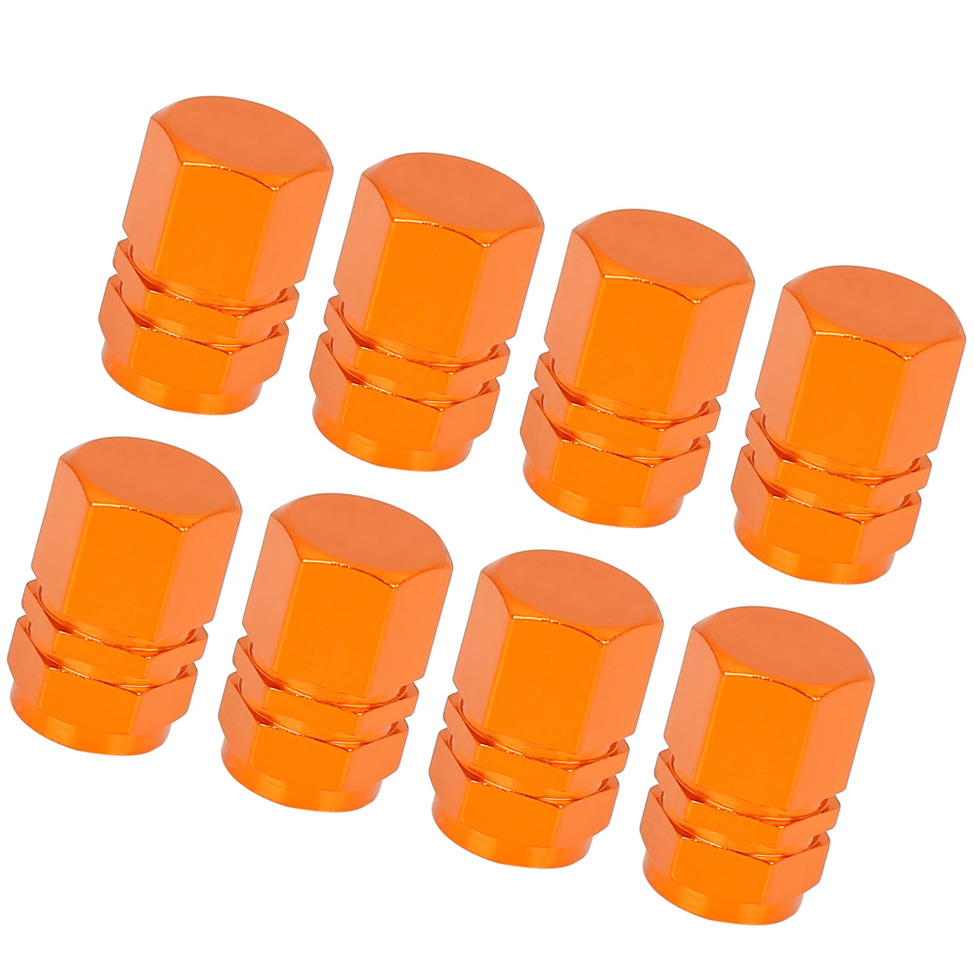 

ACROPIX Tire Stem Valve Caps Dustproof Hexagon Universal Orange 8 Pcs