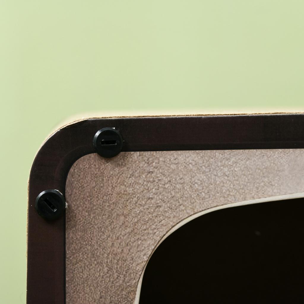 Cat Scratching Post, 2-in-1 TV Shape, House and Mat, Corrugated Cardboard, 39 x 29 x 37 cm, Brown