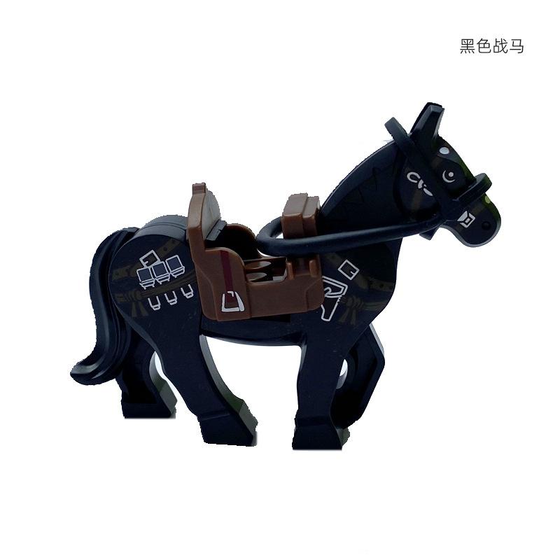 Small Particle Building Block Toy Plastic Horse Figurine Accessories Equipment War Horse Children'S Toys