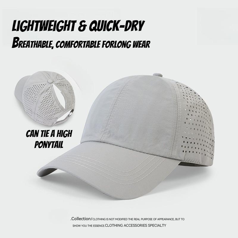 

1pc Quick Drying Tongue Baseball Caps for Women Summer Protection Breathable Mesh Breathable Cap Stylish Adjustable Ponytail Hat Adjustable світло-сірий колір