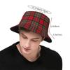 Strand Tartan Clan Stewart Rutete Svart Rød Rute Bøttehatt Stil Unisex Solhatt Panama Hatt Sammenleggbar Fiske Fiskerhatt