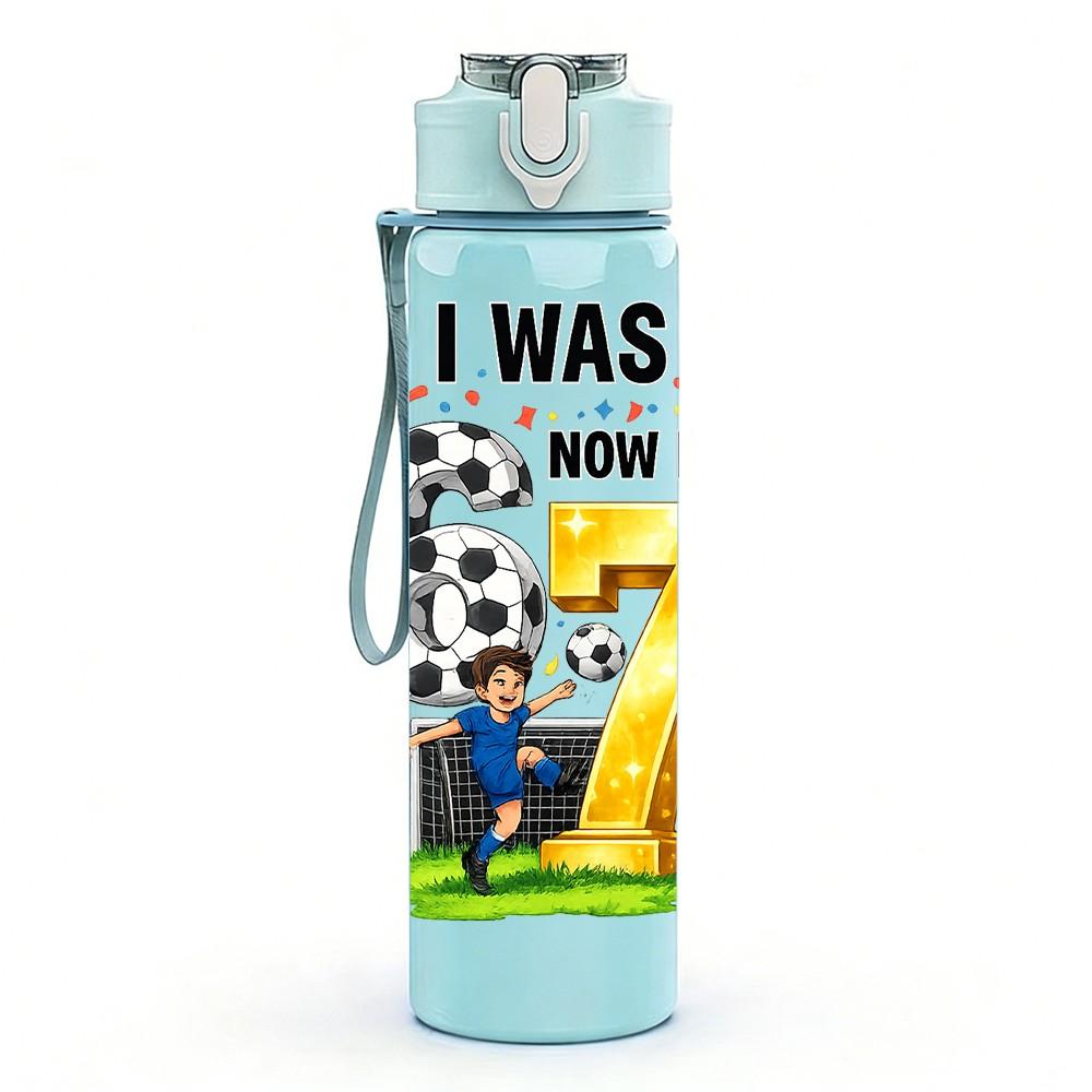 1PC I Was 67 Birthday Kid Art Print 750ml Color Plastic Sports Water Bottle Leakproof Flip Straw Lid Suitable for Sports Office Home Use